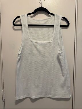 Manfinity Men’s Small White Waffle Knit Square Neck Tank Top Casual Minimalist